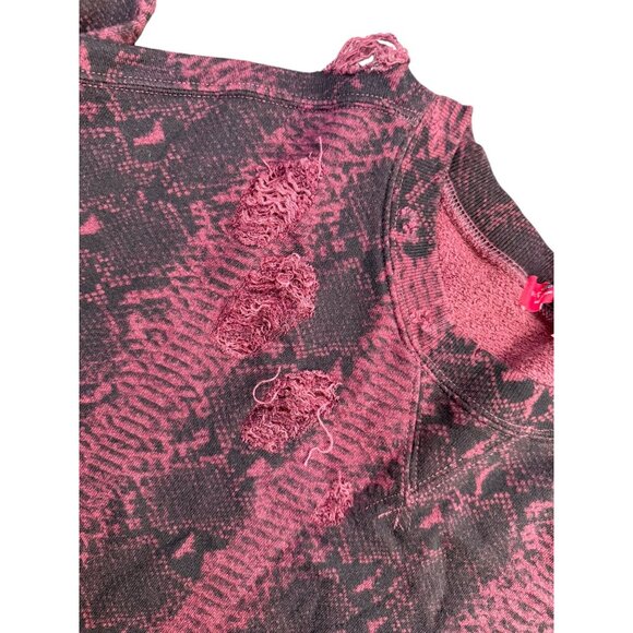N:Philanthropy Women M Olympia Distressed Sweatshirt Burgundy Snake Print NWT - Picture 6 of 7